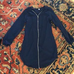 🌸Final Sale🌸 Long Sleeve Sheer Navy Zipper Dress